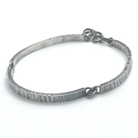 VTG Sterling Brushed Woodgrain Texture Bracelet Adjustable 6.5” - 7.5” / 4mm - Picture 3 of 9